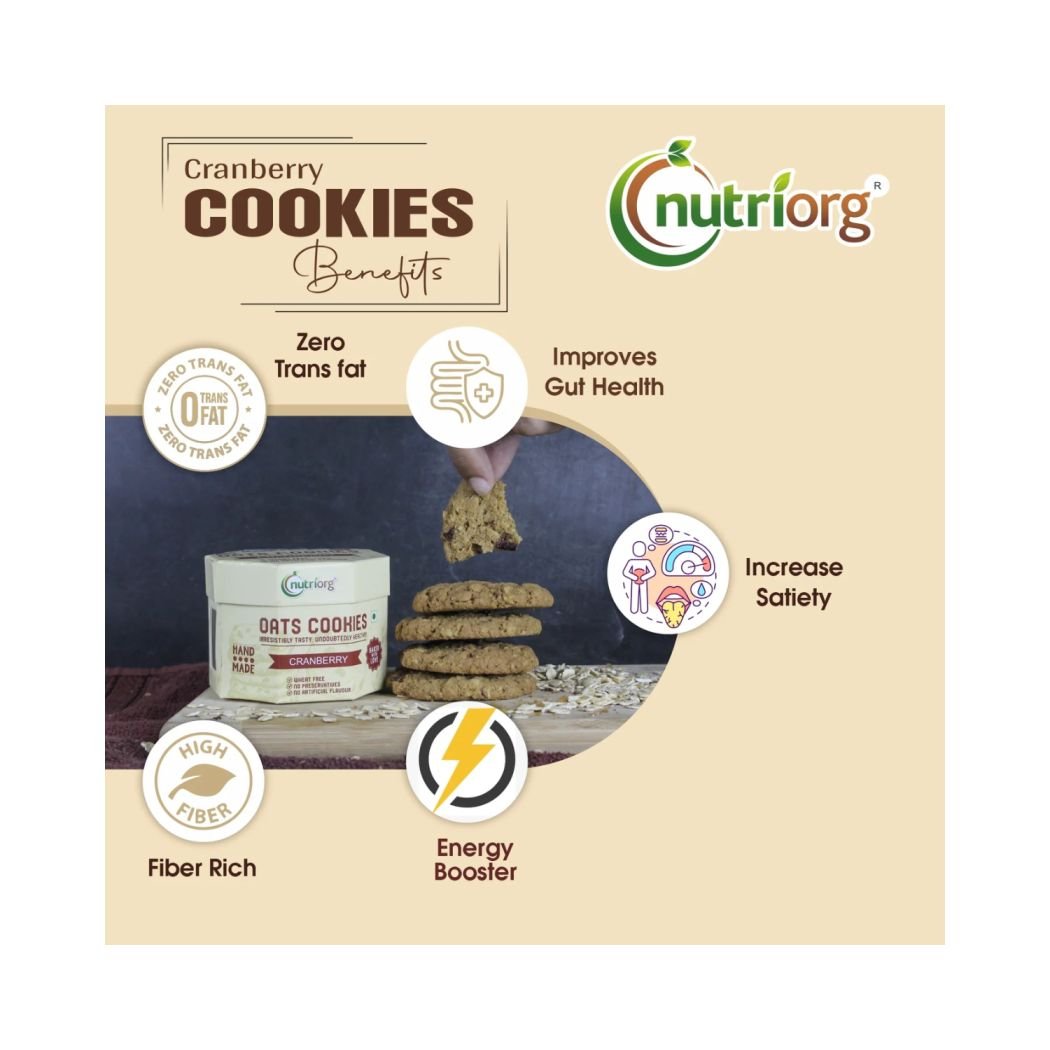 Nutriorg Oats Cookies Cranberry (Pack of 2x110g)