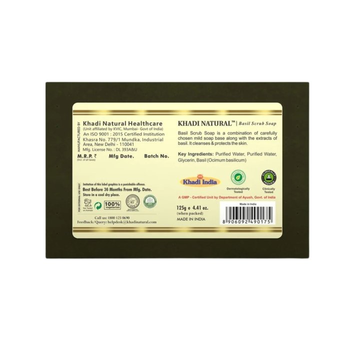 Khadi Naturals Basil Scrub Soap