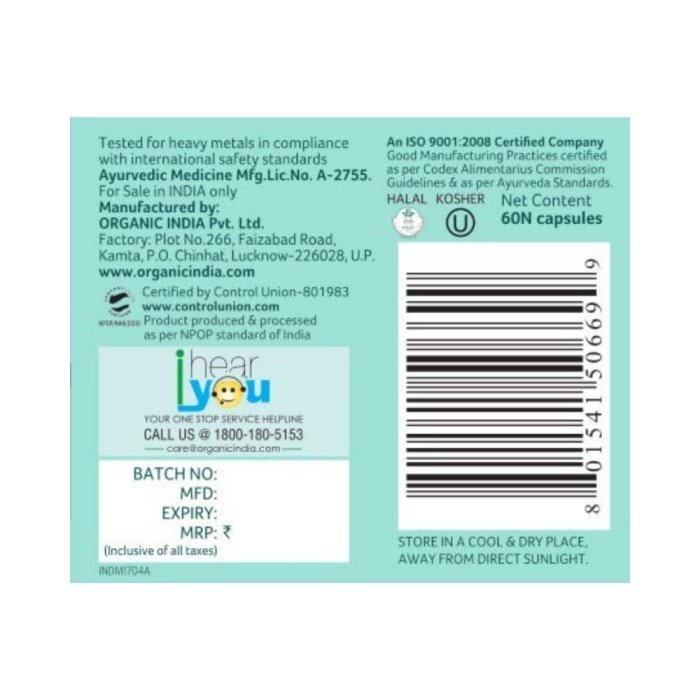 Organic India Lipid Care - Cholestrol Control Supplement Capsule