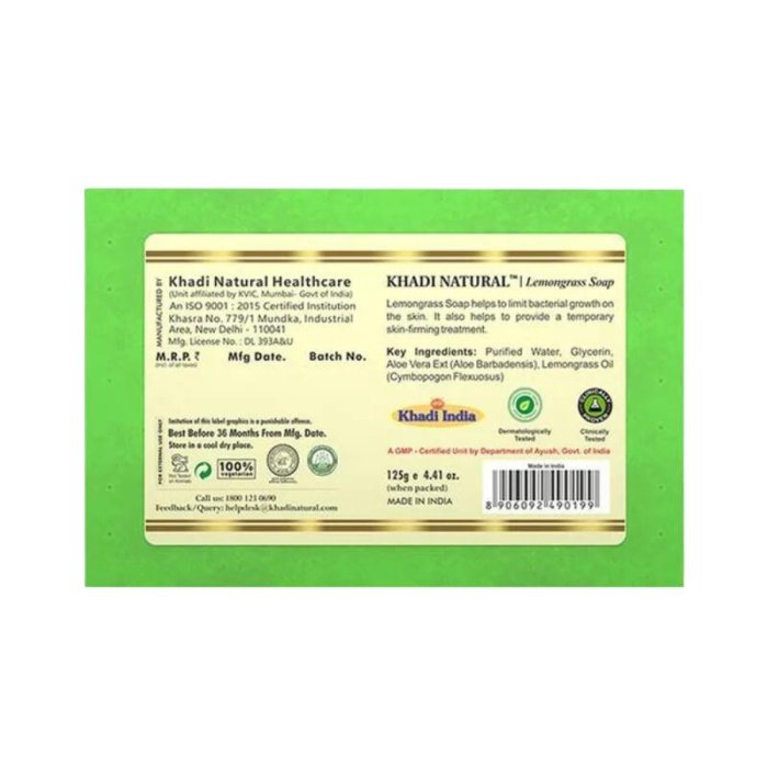 Khadi Naturals Lemongrass Soap