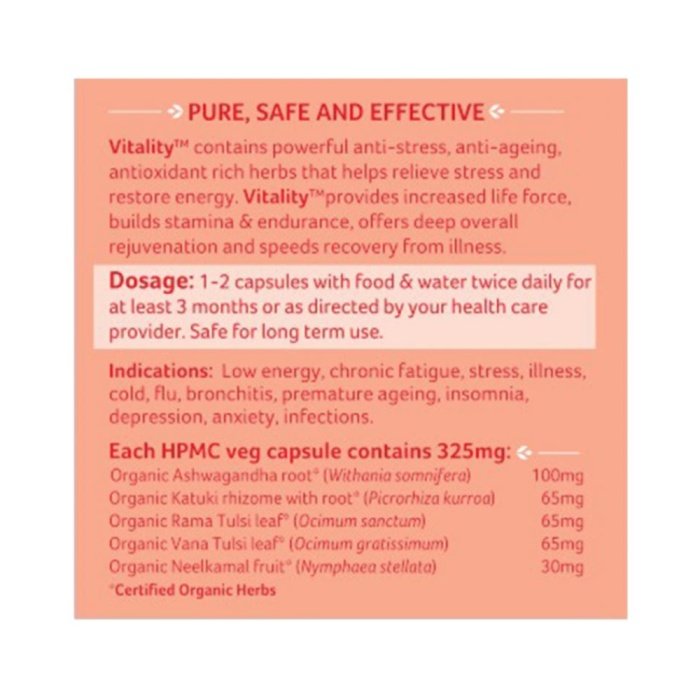 Organic India Vitality - Boosts Energy & Stamina Capsule