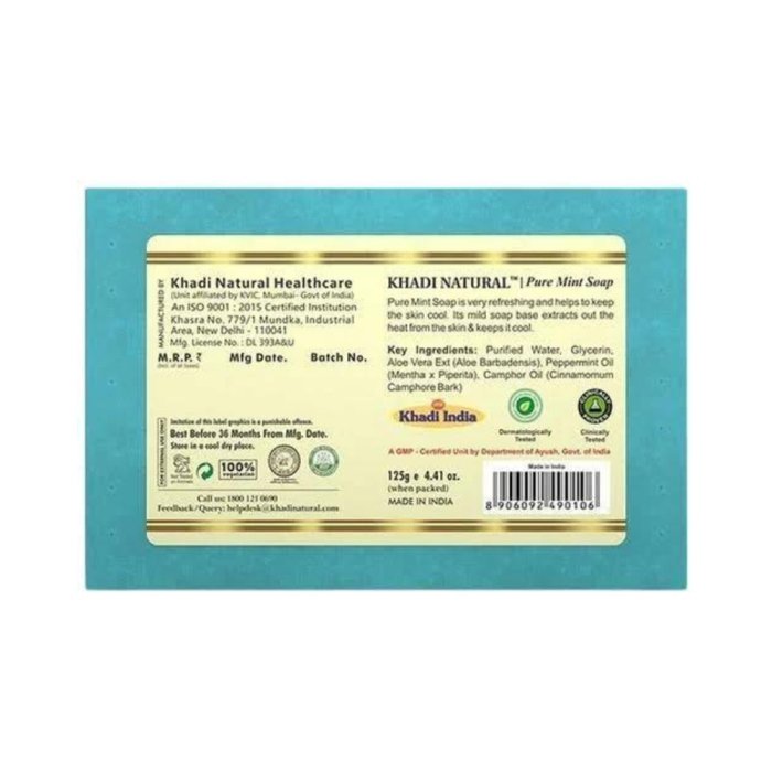 Khadi Naturals Pure Mint Soap