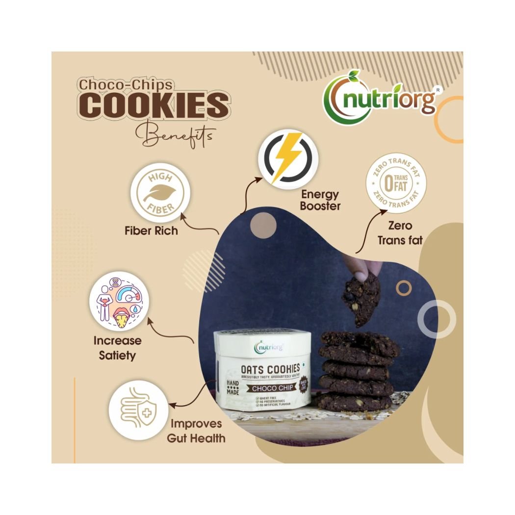 Nutriorg Oats Cookies Choco Chip (Pack of 2x110g)