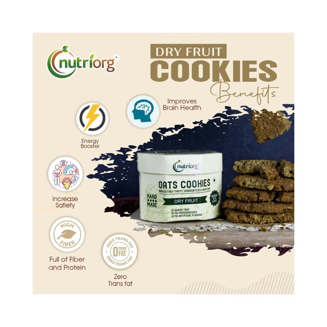 Nutriorg Oats Cookies Dry Fruit (Pack of 2x110g)