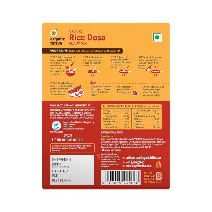 Organic Tattva Rice Dosa Ready Mix