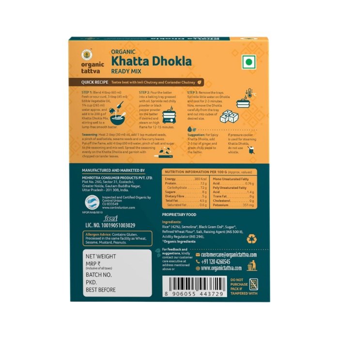Organic Tattva Khatta Dhokla Ready Mix