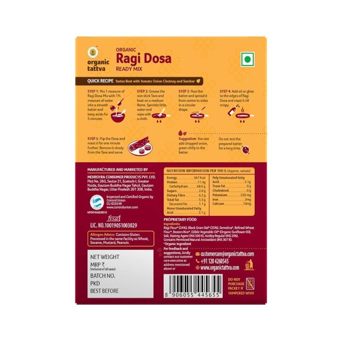 Organic Tattva Ragi Dosa Ready Mix