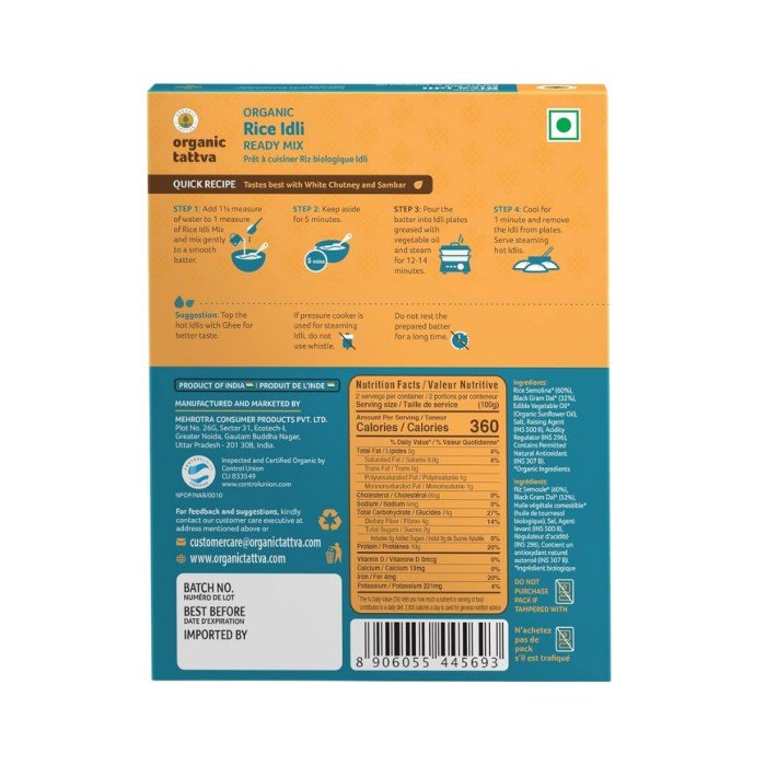 Organic Tattva Rice Idli Ready Mix