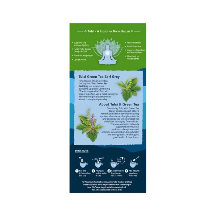 Organic India Tulsi Earl Grey Green Tea