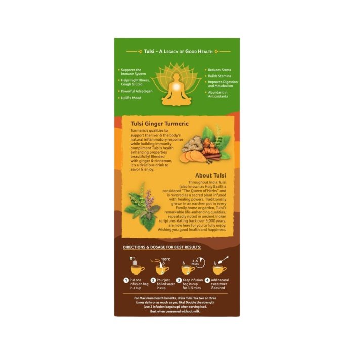 Organic India Tulsi Ginger Turmeric - Caffeine Free