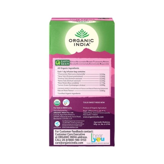 Organic India Tulsi Sweet Rose - Caffeine Free