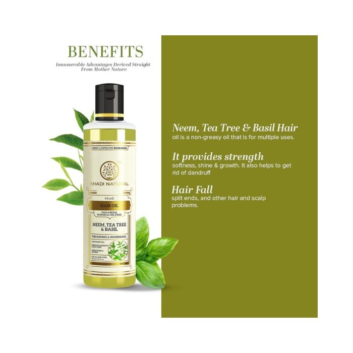 Khadi Naturals Neem Teatree & Basil Hair Oil (Paraben Free)