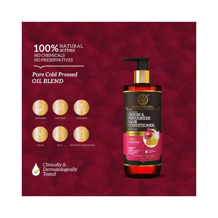 Khadi Naturals Onion & Fenugreek Hair Conditioner (SLS & Paraben Free)