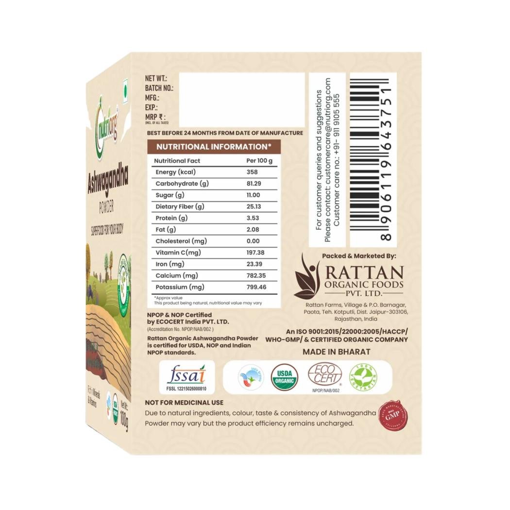 Nutriorg Ashwagandha Powder