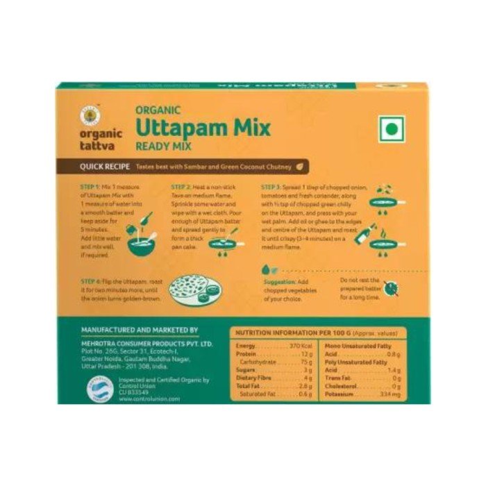 Organic Tattva Uttapam Ready Mix