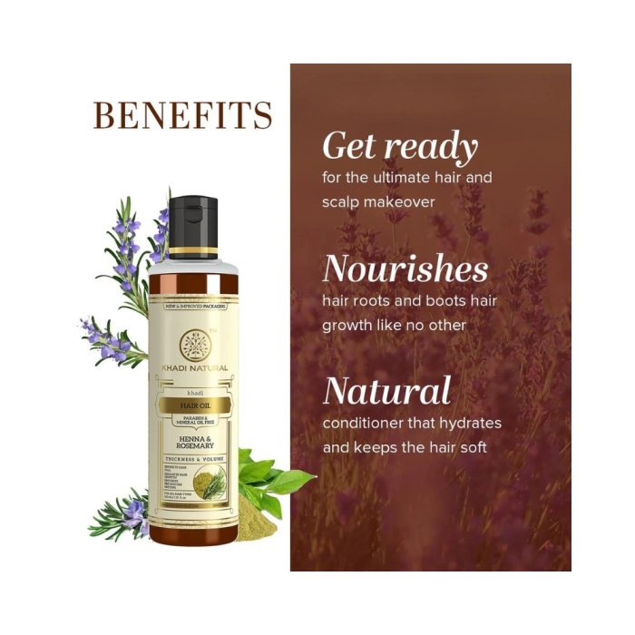 Khadi Naturals Heena Rosemary Hair Oil (SLS & Paraben Free)