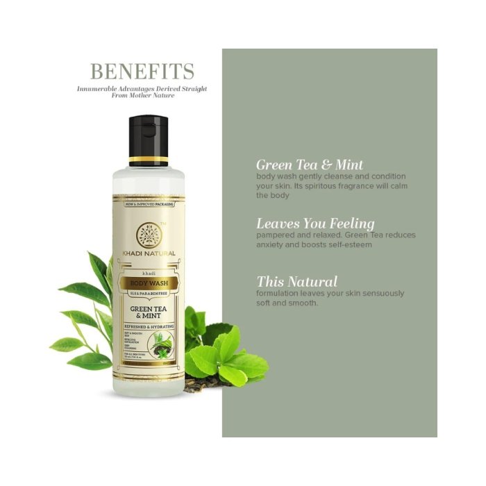 Khadi Naturals Green Tea & Mint Bodywash (SLS & Paraben Free)