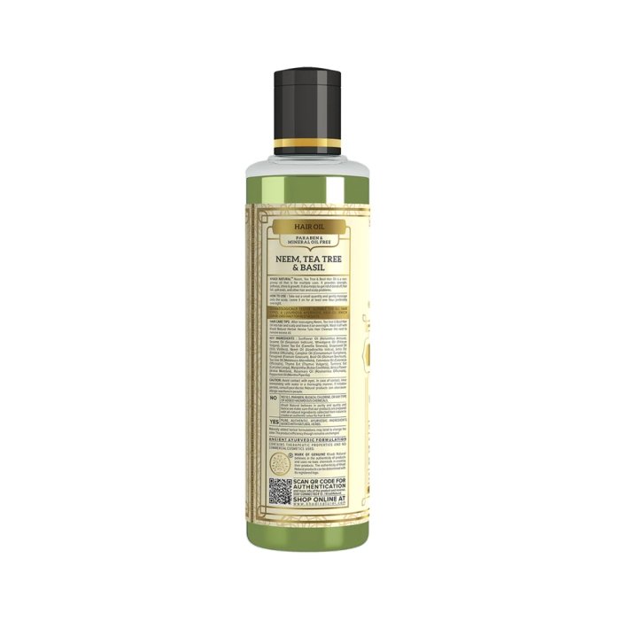 Khadi Naturals Neem Teatree & Basil Hair Oil (Paraben Free)